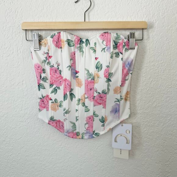 Commense Floral Heart Shaped Neckline Strapless Corset Top XS NWT - Picture 2 of 8